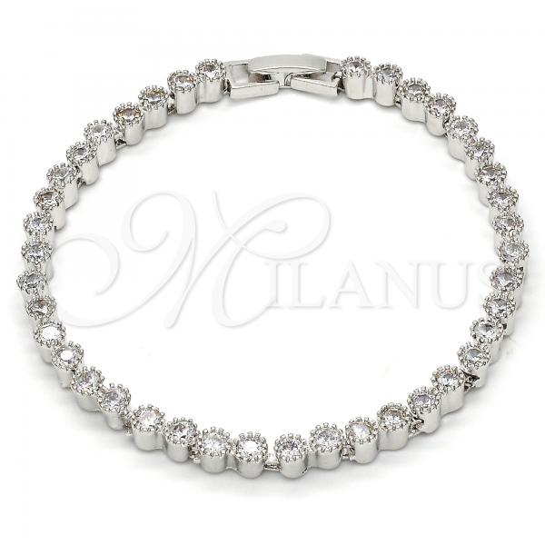 Rhodium Plated Tennis Bracelet, with White Cubic Zirconia, Polished, Rhodium Finish, 03.210.0019.1.08