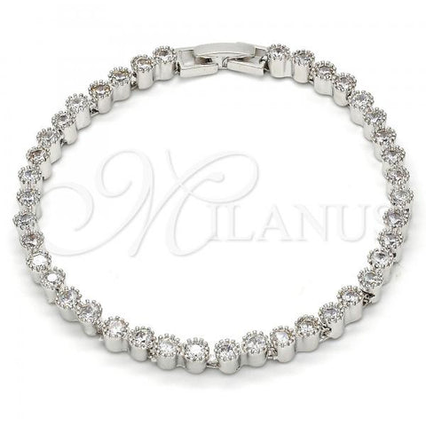Rhodium Plated Tennis Bracelet, with White Cubic Zirconia, Polished, Rhodium Finish, 03.210.0019.1.08