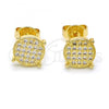 Oro Laminado Stud Earring, Gold Filled Style with White Micro Pave, Polished, Golden Finish, 02.156.0001