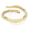 Oro Laminado ID Bracelet, Gold Filled Style Heart Design, Polished, Golden Finish, 03.63.1943.08