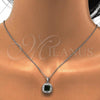 Sterling Silver Earring and Pendant Adult Set, with Green and White Cubic Zirconia, Polished, Rhodium Finish, 10.286.0026.1