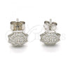 Sterling Silver Stud Earring, Umbrella Design, with White Micro Pave, Polished, Rhodium Finish, 02.174.0069