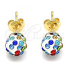 Oro Laminado Stud Earring, Gold Filled Style with Multicolor Crystal, Polished, Golden Finish, 02.63.2707.1