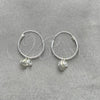 Sterling Silver Small Hoop, Ball Design, with White Cubic Zirconia, Polished, Silver Finish, 02.401.0044.15