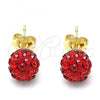 Oro Laminado Stud Earring, Gold Filled Style with Garnet Crystal, Polished, Golden Finish, 02.63.2707.4