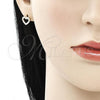 Oro Laminado Stud Earring, Gold Filled Style Heart Design, with White Micro Pave, Polished, Golden Finish, 02.233.0049