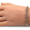 Oro Laminado Fancy Bracelet, Gold Filled Style with White Micro Pave, Polished, Golden Finish, 03.283.0084.08