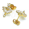 Oro Laminado Stud Earring, Gold Filled Style with White Cubic Zirconia, Polished, Golden Finish, 02.387.0094