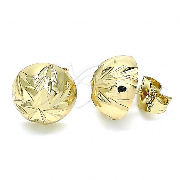 Oro Laminado Stud Earring, Gold Filled Style Diamond Cutting Finish, Golden Finish, 02.100.0122