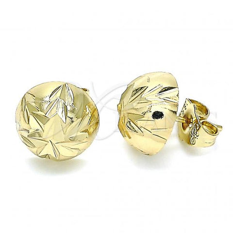 Oro Laminado Stud Earring, Gold Filled Style Diamond Cutting Finish, Golden Finish, 02.100.0122