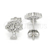 Sterling Silver Stud Earring, Tree Design, with White Crystal, Polished, Rhodium Finish, 02.336.0045