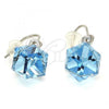 Rhodium Plated Dangle Earring, with Aquamarine Swarovski Crystals, Polished, Rhodium Finish, 02.239.0002