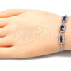 Sterling Silver Fancy Bracelet, with Sapphire Blue Cubic Zirconia and White Micro Pave, Pink Rhodium Finish, 03.286.0013.2.07