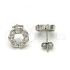 Sterling Silver Stud Earring, with White Micro Pave, Polished, Rhodium Finish, 02.175.0058