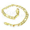 Oro Laminado Basic Bracelet, Gold Filled Style Figaro Design, Polished, Golden Finish, 04.63.0118.07