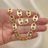 Oro Laminado Basic Necklace, Gold Filled Style Puff Mariner Design, Polished, Golden Finish, 04.326.0003.18