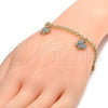 Oro Laminado Charm Bracelet, Gold Filled Style Butterfly and Rolo Design, with White Crystal, Polished, Golden Finish, 03.63.1374.07