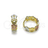 Oro Laminado Huggie Hoop, Gold Filled Style Flower Design, Polished, Tricolor, 02.196.0229.15