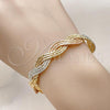 Oro Laminado Individual Bangle, Gold Filled Style Diamond Cutting Finish, Tricolor, 07.170.0055