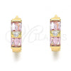 Oro Laminado Huggie Hoop, Gold Filled Style with Pink and White Cubic Zirconia, Polished, Golden Finish, 02.284.0039.2.15