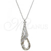Rhodium Plated Pendant Necklace, Teardrop and Rolo Design, with Crystal and Aurore Boreale Swarovski Crystals, Polished, Rhodium Finish, 04.239.0037.2.16