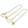 Oro Laminado Threader Earring, Gold Filled Style Flower Design, Polished, Golden Finish, 02.65.2511