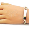 Oro Laminado ID Bracelet, Gold Filled Style Mariner Design, Diamond Cutting Finish, Golden Finish, 03.213.0369.08