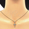 Sterling Silver Pendant Necklace, Cross Design, with White Cubic Zirconia, Polished, Golden Finish, 04.336.0120.2.16