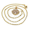 Oro Laminado Pendant Necklace, Gold Filled Style with White Cubic Zirconia, Polished, Golden Finish, 04.213.0054.18
