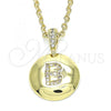 Oro Laminado Fancy Pendant, Gold Filled Style Initials Design, with White Cubic Zirconia, Polished, Golden Finish, 05.341.0002
