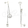 Sterling Silver Stud Earring, Ball Design, with White Micro Pave, Polished, Rhodium Finish, 02.186.0198