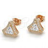 Sterling Silver Stud Earring, with White Cubic Zirconia, Polished, Rose Gold Finish, 02.285.0085
