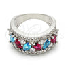 Rhodium Plated Multi Stone Ring, with Multicolor Cubic Zirconia, Polished, Rhodium Finish, 01.206.0003.1.09 (Size 9)