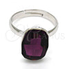 Rhodium Plated Multi Stone Ring, with Amethyst Swarovski Crystals, Polished, Rhodium Finish, 01.239.0011.2 (One size fits all)
