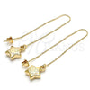 Oro Laminado Threader Earring, Gold Filled Style Star and Smile Design, Polished, Golden Finish, 02.65.2502