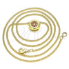 Oro Laminado Pendant Necklace, Gold Filled Style with Garnet Micro Pave, Polished, Golden Finish, 04.156.0338.2.20