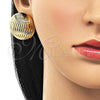 Oro Laminado Stud Earring, Gold Filled Style Hollow Design, Polished, Golden Finish, 02.411.0038