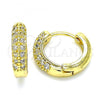 Oro Laminado Huggie Hoop, Gold Filled Style with White Micro Pave, Polished, Golden Finish, 02.381.0010.1.12