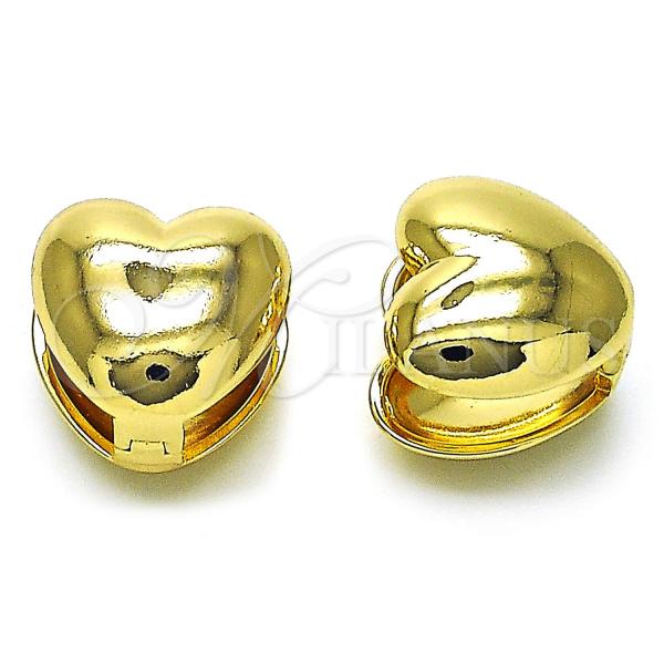 Oro Laminado Huggie Hoop, Gold Filled Style Heart Design, Polished, Golden Finish, 02.163.0332.15
