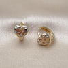 Oro Laminado Huggie Hoop, Gold Filled Style Heart Design, Diamond Cutting Finish, Golden Finish, 02.196.0226.14