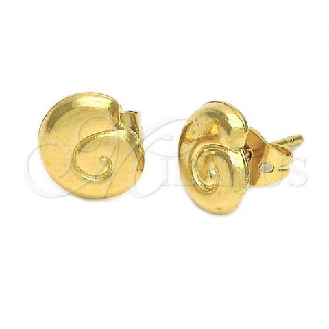 Oro Laminado Stud Earring, Gold Filled Style and Spiral Diamond Cutting Finish, Golden Finish, 5.127.036 *PROMO*