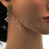 Oro Laminado Long Earring, Gold Filled Style with White Cubic Zirconia, Polished, Golden Finish, 02.217.0060