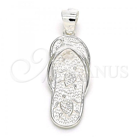 Sterling Silver Fancy Pendant, Shoes and Turtle Design, Polished,, 05.398.0057