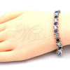 Rhodium Plated Tennis Bracelet, with Sapphire Blue and White Cubic Zirconia, Polished, Rhodium Finish, 03.210.0076.7.08