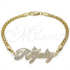 Oro Laminado Fancy Bracelet, Gold Filled Style Nameplate Design, Polished, Tricolor, 03.63.1974.1.08