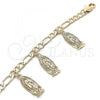 Oro Laminado Charm Bracelet, Gold Filled Style Guadalupe Design, Polished, Golden Finish, 03.351.0085.07