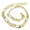 Oro Laminado Basic Anklet, Gold Filled Style Figaro Design, Polished, Golden Finish, 5.222.011.12