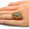 Oro Laminado Multi Stone Ring, Gold Filled Style with White Crystal, Polished, Golden Finish, 01.118.0025.07 (Size 7)