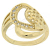 Oro Laminado Multi Stone Ring, Gold Filled Style Heart Design, with White Cubic Zirconia, Polished, Golden Finish, 5.174.032.07 (Size 7)