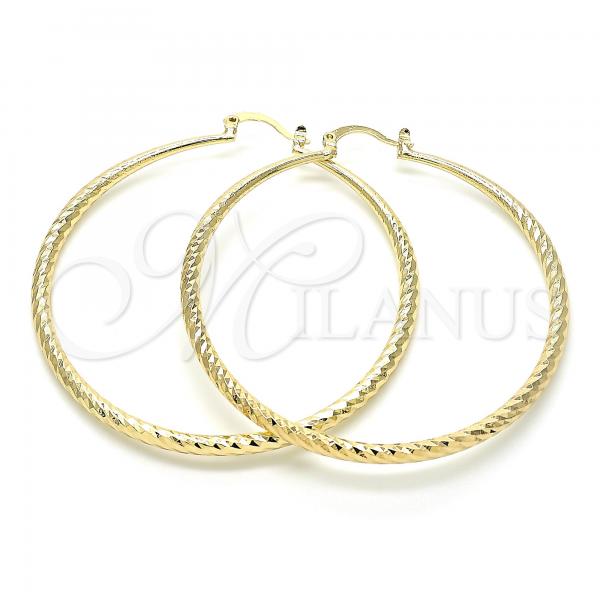 Oro Laminado Large Hoop, Gold Filled Style Diamond Cutting Finish, Golden Finish, 02.213.0160.60